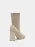 CUCCOO BASICS Botas de Malha Elástica de Cano Médio com Salto Grosso e Bico Fino, Moda em Café Escuro, Adequado para Deslocamentos,Outono e Inverno