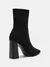 CUCCOO BASICS Botas de Malha Elástica de Cano Médio com Salto Grosso e Bico Fino, Moda em Café Escuro, Adequado para Deslocamentos,Outono e Inverno - loja online