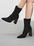 CUCCOO BASICS Botas de Malha Elástica de Cano Médio com Salto Grosso e Bico Fino, Moda em Café Escuro, Adequado para Deslocamentos,Outono e Inverno na internet