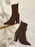 CUCCOO BASICS Botas de Malha Elástica de Cano Médio com Salto Grosso e Bico Fino, Moda em Café Escuro, Adequado para Deslocamentos,Outono e Inverno - Seuconfortotche