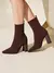 Imagem do CUCCOO BASICS Botas de Malha Elástica de Cano Médio com Salto Grosso e Bico Fino, Moda em Café Escuro, Adequado para Deslocamentos,Outono e Inverno