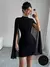Elenzga Mini Vestido com Capa Ombro a Ombro, Gola Estruturada, Cor Sólida