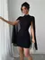 Elenzga Mini Vestido com Capa Ombro a Ombro, Gola Estruturada, Cor Sólida na internet
