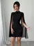 Elenzga Mini Vestido com Capa Ombro a Ombro, Gola Estruturada, Cor Sólida