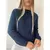 Blusa Tricô Inverno Ponto Fang Tricot Gola Redonda Manga Bufante