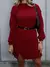 Vestido Mousse Tricot Inverno Elegante Fenda na Lateral Frio Moda Casual Dividido Malhado - loja online