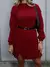 Vestido Mousse Tricot Inverno Elegante Fenda na Lateral Frio Moda Casual Dividido Malhado - loja online