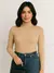 Blusa cacharrel feminino gola manga longa ribana canelado algodão Simples Casual Noite Casa Diário Rua outono inverno - comprar online
