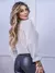 Blusa cropped feminina de tricot manga bufante lisa outono inverno - comprar online