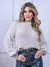 Blusa cropped feminina de tricot manga bufante lisa outono inverno - comprar online