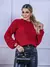 Imagem do Blusa cropped feminina de tricot manga bufante lisa outono inverno