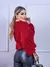 Blusa cropped feminina de tricot manga bufante lisa outono inverno - comprar online