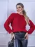 Blusa cropped feminina de tricot manga bufante lisa outono inverno - comprar online