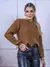 Imagem do Blusa cropped feminina de tricot manga bufante lisa outono inverno