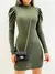VESTIDO FEMININA CANELADO MANGA LONGA PRINCESSA GOLA ALTA PRA FRIO INVERNO - comprar online