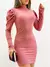 VESTIDO FEMININA CANELADO MANGA LONGA PRINCESSA GOLA ALTA PRA FRIO INVERNO - comprar online