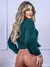 Blusa cropped feminina de tricot manga bufante lisa outono inverno - Seuconfortotche