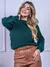 Blusa cropped feminina de tricot manga bufante lisa outono inverno - loja online