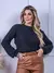 Blusa cropped feminina de tricot manga bufante lisa outono inverno - Seuconfortotche
