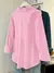 INAWLY Camisa Casual Solta de Manga Longa com Gola Única na Cor Sólida, Outono - comprar online