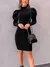 VESTIDO FEMININA CANELADO MANGA LONGA PRINCESSA GOLA ALTA PRA FRIO INVERNO - comprar online