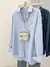 INAWLY Camisa Casual Solta de Manga Longa com Gola Única na Cor Sólida, Outono - Seuconfortotche