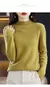 Suéter de caxemira feminino, lã 100% pura, pulôver de meia gola, blusa de mal - comprar online