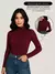 Imagem do Blusa cacharrel feminino gola manga longa ribana canelado algodão Simples Casual Noite Casa Diário Rua outono inverno