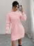 Elenzga Vestido de Malha Branco com Painel Felpudo, Gola Levantada e Cor Sólida Casual para Mulheres, Cinto Não Incluído