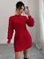 Elenzga Vestido de Malha Branco com Painel Felpudo, Gola Levantada e Cor Sólida Casual para Mulheres, Cinto Não Incluído na internet