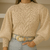 Blusa de frio feminina estilo blogueira com trança tendência 2025 blusa tricot manga bufante - Seuconfortotche
