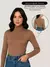 Imagem do Blusa cacharrel feminino gola manga longa ribana canelado algodão Simples Casual Noite Casa Diário Rua outono inverno