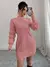 Elenzga Vestido de Malha Branco com Painel Felpudo, Gola Levantada e Cor Sólida Casual para Mulheres, Cinto Não Incluído na internet