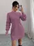 Elenzga Vestido de Malha Branco com Painel Felpudo, Gola Levantada e Cor Sólida Casual para Mulheres, Cinto Não Incluído na internet