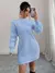Elenzga Vestido de Malha Branco com Painel Felpudo, Gola Levantada e Cor Sólida Casual para Mulheres, Cinto Não Incluído - comprar online