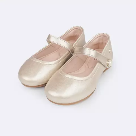 Sapatilha Pampili Dourada c Perola lateral Angel