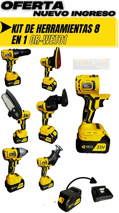 Kit Atornillador 8 En 1 Multi Cabezal Maletin Profesional oryx