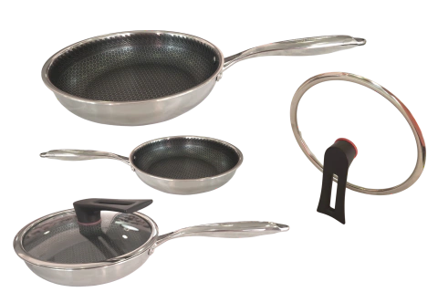 Set de Sartenes Tricapa Grunberg 5 Piezas | Acero Inoxidable | Antiadherente Cerámico
