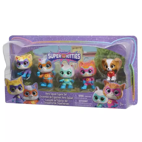 Conjunto de bonecos de 5 peças do Esquadrão de Heróis SuperKitties da Disney Junior, brinquedos infantis para crianças a partir de 3 anos