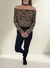 Remera Cuello Bote Animal Print Manga Larga Modal Soft Mujer