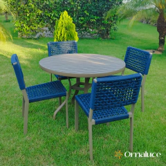 Conjunto Lisboa Mesa em aluminio e Cadeiras em Corda Náutica - comprar online