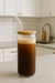 Vaso Con Sorbete De Vidrio Y Tapa Hermética De Bambú 580ml