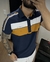 Polo MR2 Recorte e Listras ombro - Mostarde e Azul - comprar online