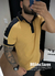 Polo Blinclass Bege - Listra Preta Ombro - comprar online