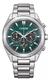 Citizen Dress Classic Crono Green Ca4590-81x Correa Plata Bisel Plata Fondo Verde