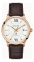Reloj Bulova Automatico Para Hombre 97b225 Classic Hudson Correa Café Bisel Oro Rosa Fondo Blanco