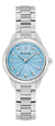 Reloj Bulova Sutton Petite 11 Diamantes Para Dama Correa Plateado Bisel Plateado Fondo Azul