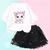 Girls' Cartoon Cat T-shirt and Tutu Skirt Set, Princess Clothes, Birthday Clothi