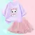 Girls' Cartoon Cat T-shirt and Tutu Skirt Set, Princess Clothes, Birthday Clothi na internet