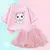 Girls' Cartoon Cat T-shirt and Tutu Skirt Set, Princess Clothes, Birthday Clothi - comprar online